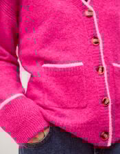 Oona V-Neck Oversized Cardigan , DARK PINK, large