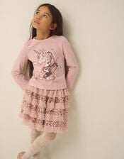Embellished Unicorn Top & Disco Skirt Set, Gold (GOLD), large