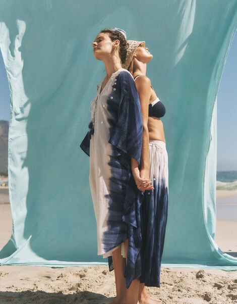 Elise Embellished Dip Dye Midi Kaftan, Blue (BLUE), large