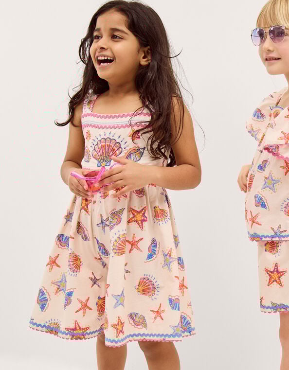 Shell Print Romper, Orange (ORANGE), large