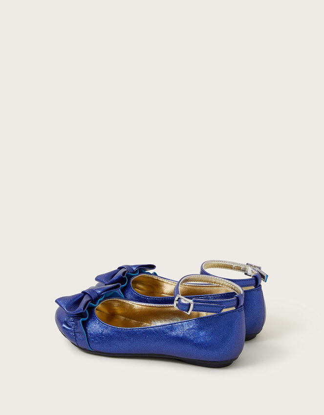 Bow Ruffle Ballet Flats, Blue (NAVY), large