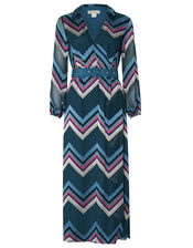 Fearne Chevron Burnout Maxi Dress, Teal (TEAL), large