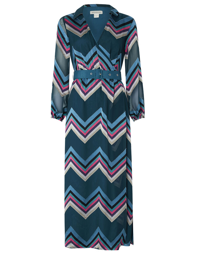 Fearne Chevron Burnout Maxi Dress, Teal (TEAL), large