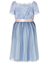 Lace Bodice Off-Shoulder Dress, Blue (BLUE), large
