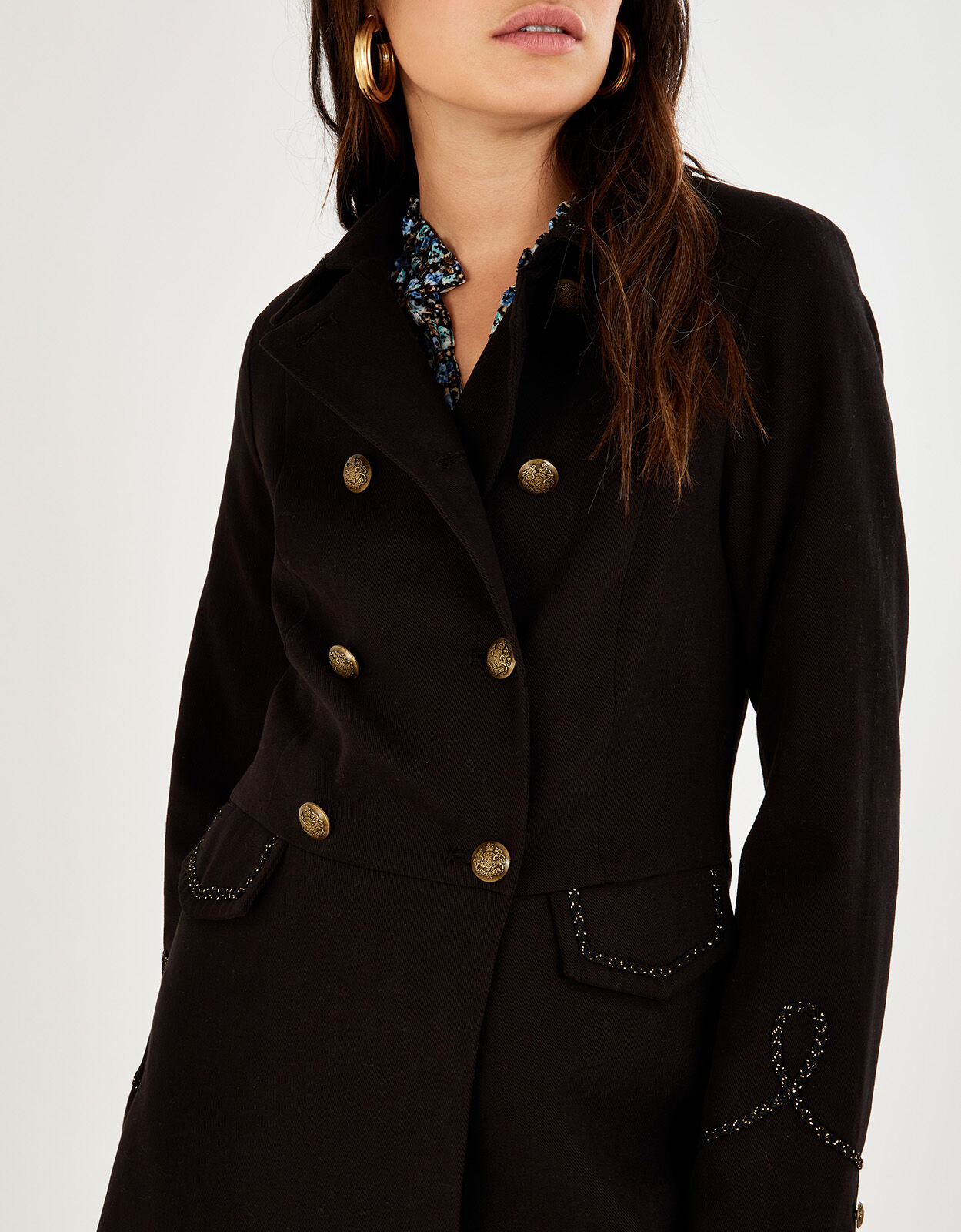 Myla Military Detail Coat Black