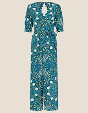 Scallop Print Jumpsuit, Teal (TEAL), large