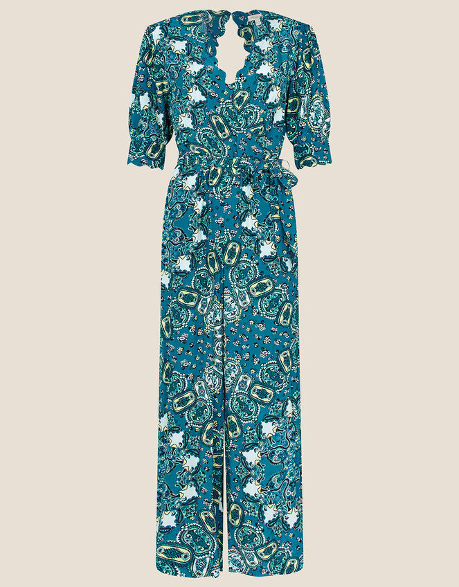 Scallop Print Jumpsuit, Teal (TEAL), large