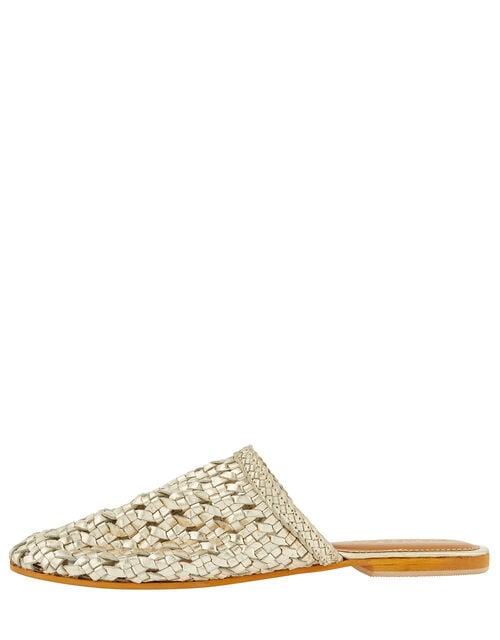 metallic flat mules