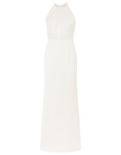 Anne Lace Back Satin Maxi Wedding Dress, Ivory (IVORY), large