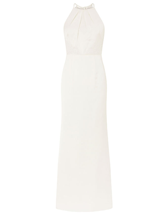 Anne Lace Back Satin Maxi Wedding Dress, Ivory (IVORY), large