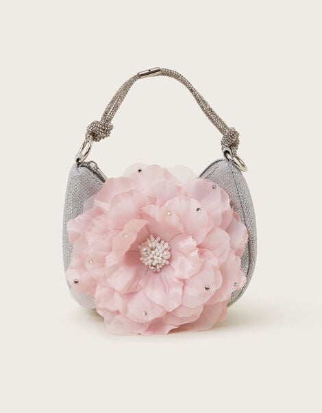 Oversized Flower Scoop Bag, Silver (SILVER), large