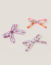 3-Pack Floral Bow Hair Clips, , large