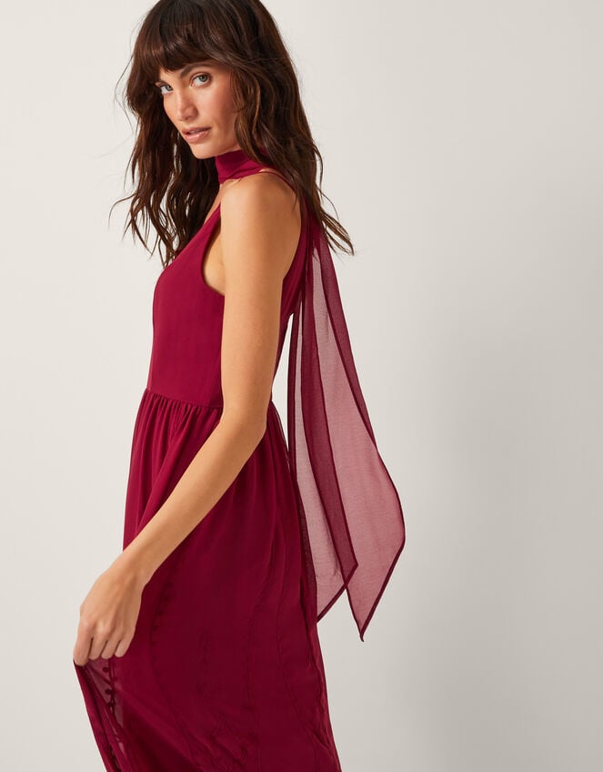 Clare Cutwork Maxi Dress & Scarf, Orange (RUST), large