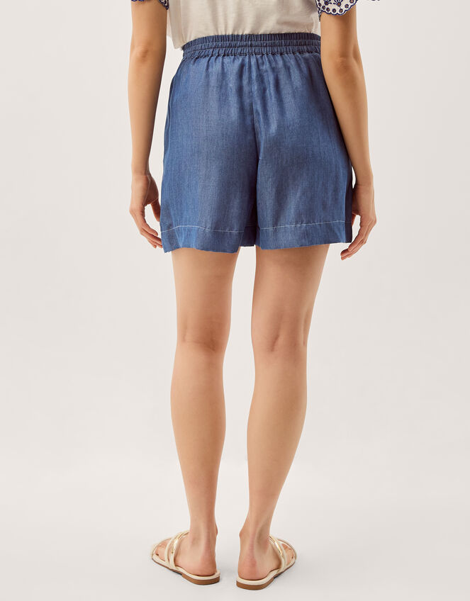 Isla Embroidered Denim Shorts, Blue (DENIM BLUE), large