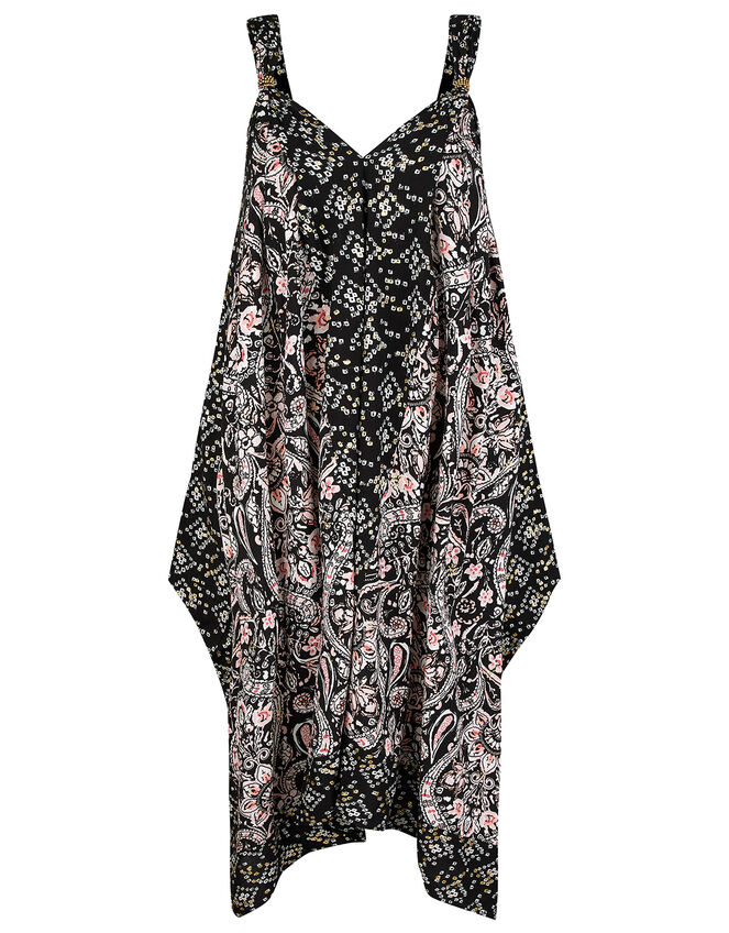 Foil and Paisley Print Dress in LENZING™ ECOVERO™, Black (BLACK), large