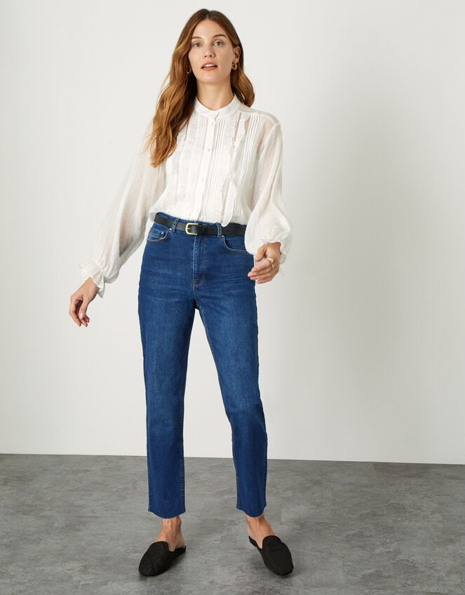 Mom Jeans with Recycled Cotton, Blue (DENIM BLUE), large