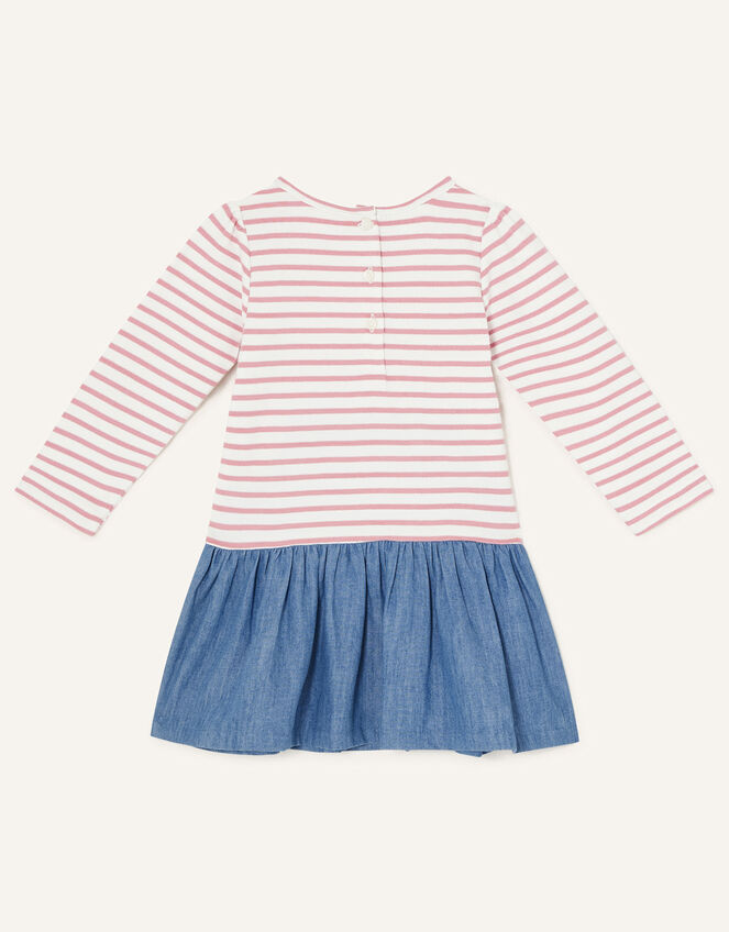 Baby Sequin Bunny Chambray Dress, Pink (PINK), large
