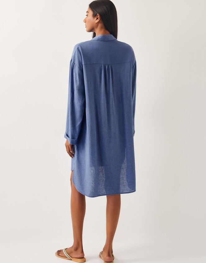 Esme Beach Shirt Dress, Blue (BLUE), large