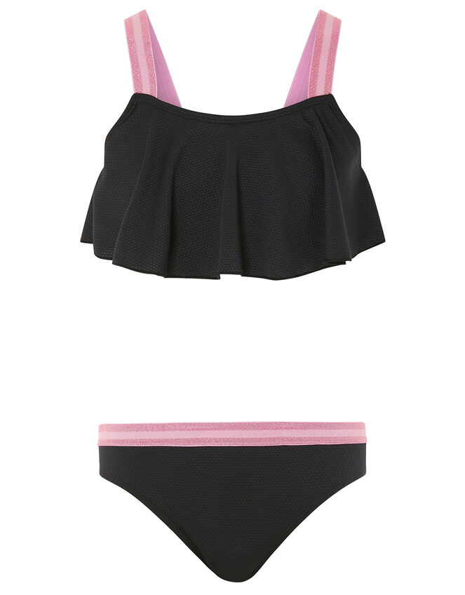 Elastic Strap Bikini Set, Black (BLACK), large