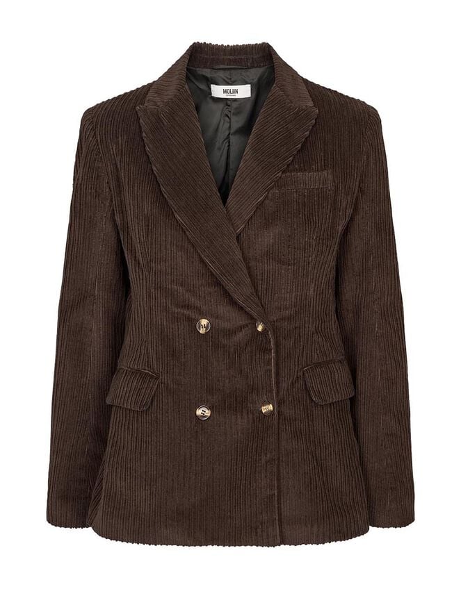 Moliin Alice Corduroy Double Breasted Blazer, Brown (BROWN), large