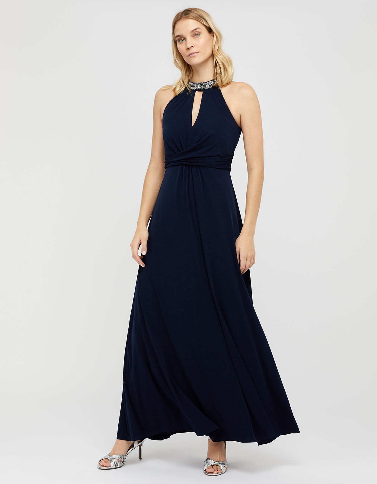 Monsoon navy long dress deals