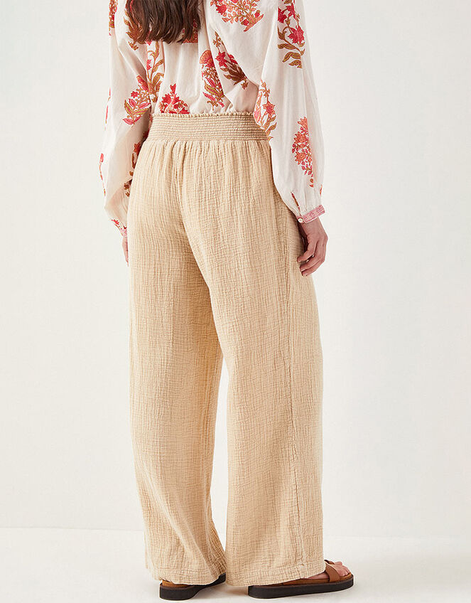 East Stephanie Crinkled Cotton Trousers, Natural (ECRU), large