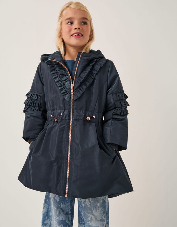 Lightweight Frill Raincoat, Blue (NAVY), large