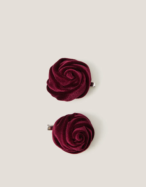 2-Pack Velvet Rose Hair Clips, , large