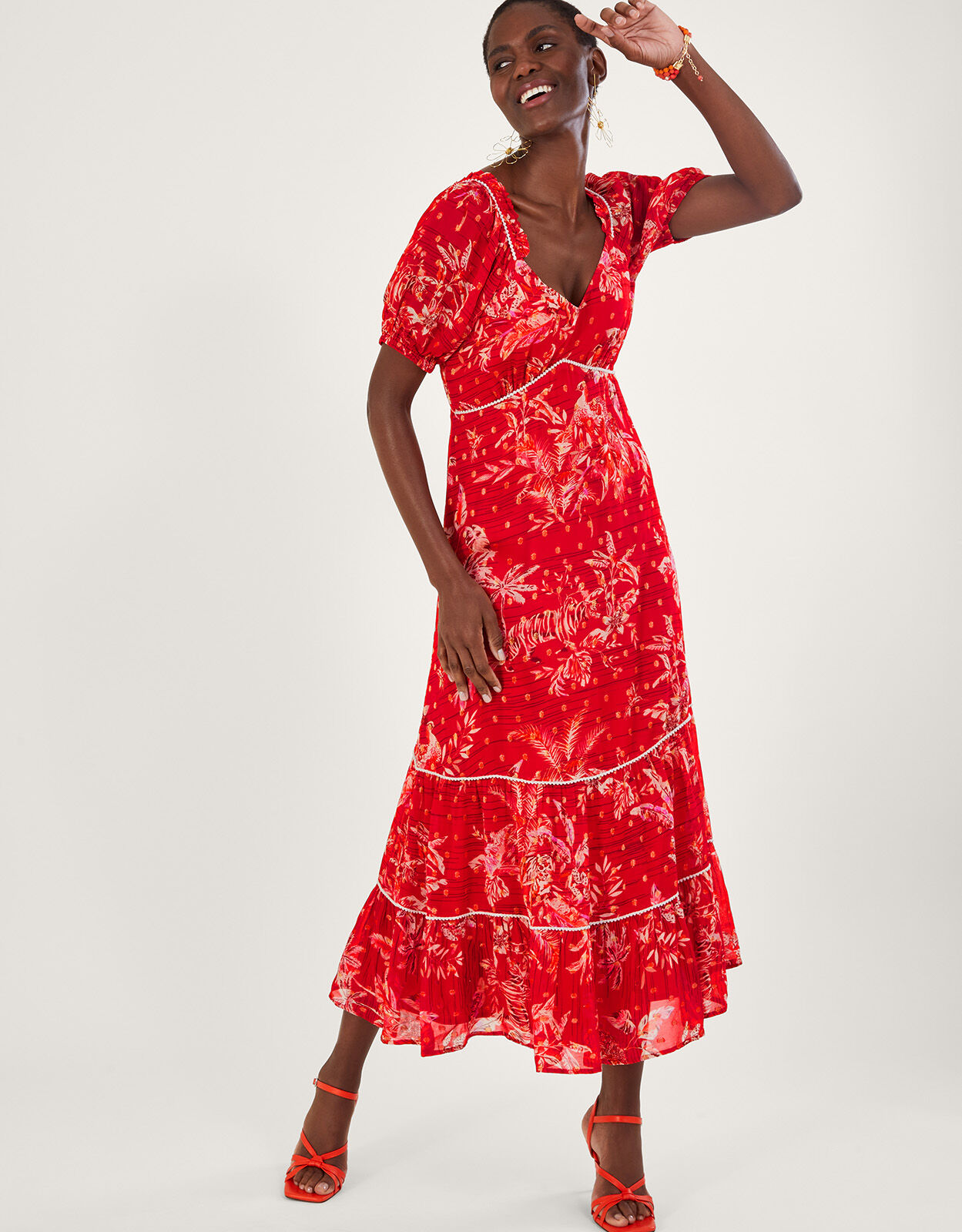 Monsoon red dress store