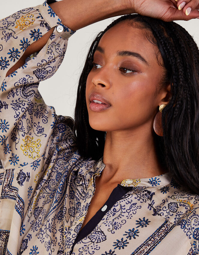 One Hundred Stars Mehndi Print Shirt, Blue (BLUE), large