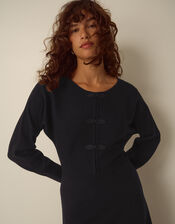 Floy Frogging Asymmetrical Knitted Midi Dress, Black (BLACK), large