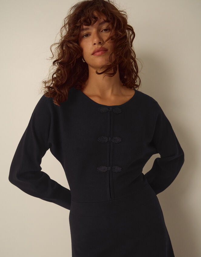 Floy Frogging Asymmetrical Knitted Midi Dress, Black (BLACK), large