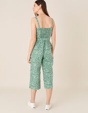 Printed Jumpsuit in Linen Blend, Green (GREEN), large