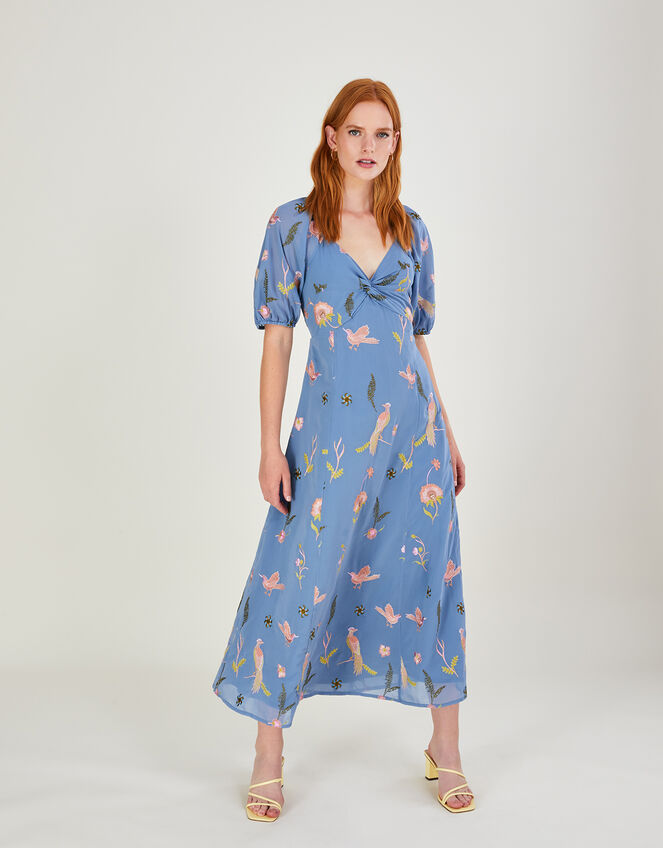 Dani Embroidered Midi Dress , Blue (BLUE), large