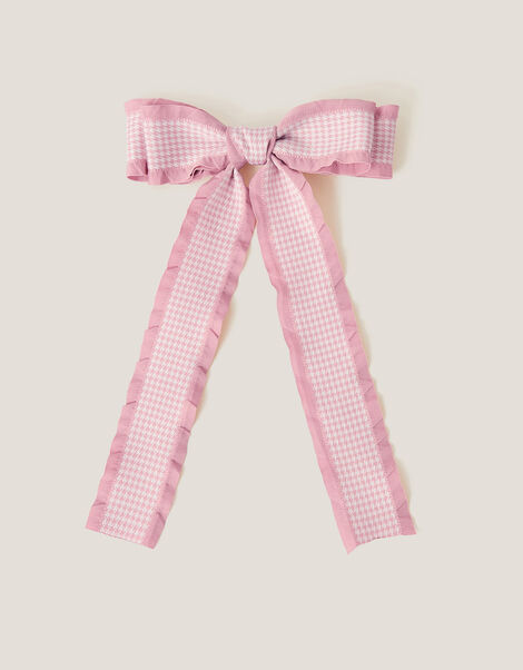 Frilly Houndstooth Bow Hair Clip, , large