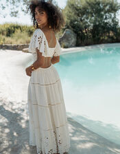 Piti Cuiti Floral Cutwork Maxi Dress, White (WHITE), large