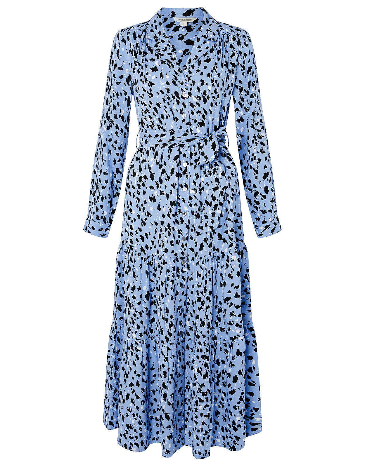 blue print shirt dress