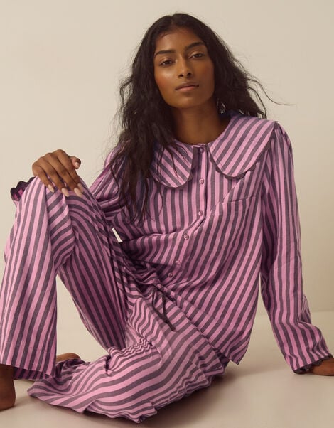 Sylvie Stripe Long Pyjamas Set, Pink (PINK), large