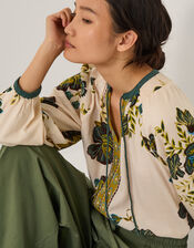 Zenya Floral Print Blouse, Green (GREEN), large