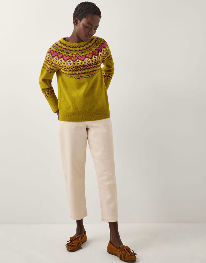 Floy Fair Isle Jumper, Green (OLIVE), large
