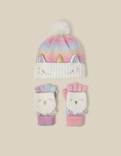 Unicorn Ombr&eacute; Hat & Gloves Set, Multi (MULTI), large