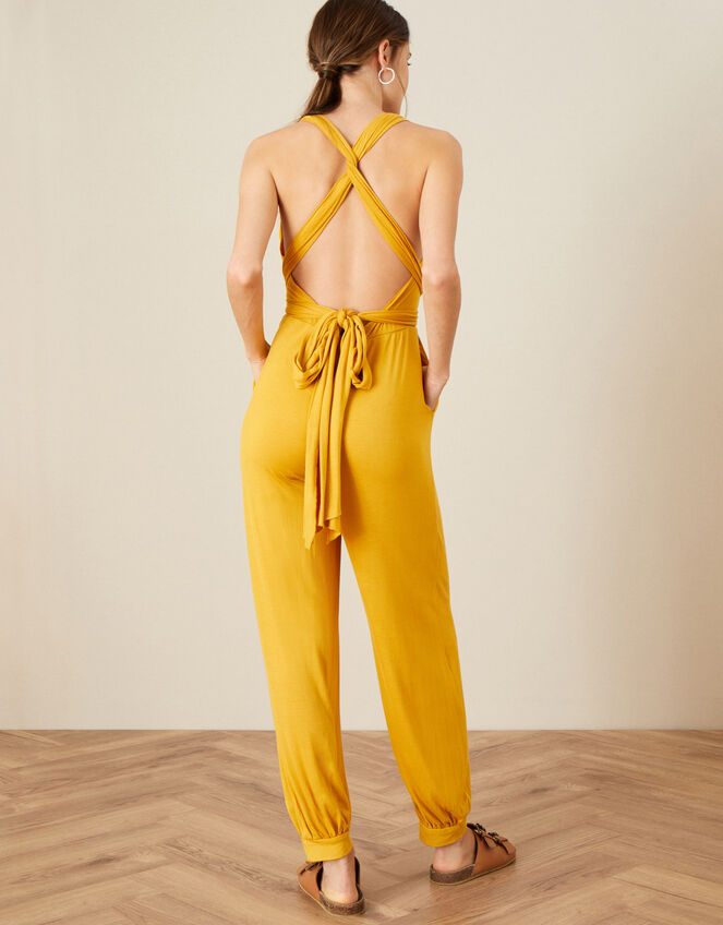 Tina Twist Me Tie Jumpsuit, Yellow (OCHRE), large
