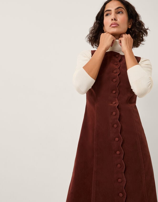 Rubi Sleeveless Scallop Midi Dress, Red (BURGUNDY), large