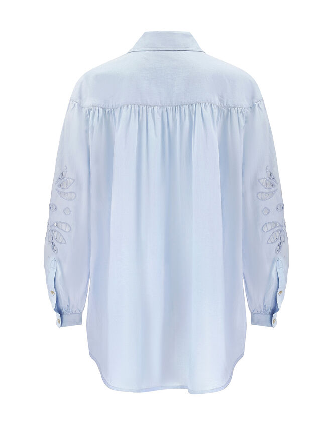 East Cutwork Oversized Shirt, Blue (BLUE), large