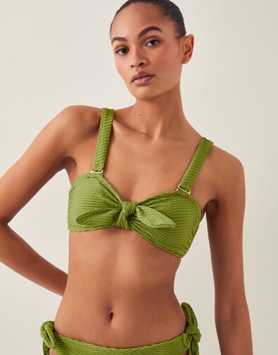 Alina Rib Bandeau Bikini Top, Green (GREEN), large
