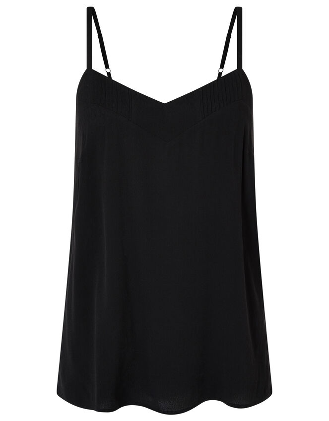 Mae Pleat V-neck Cami Top, Black (BLACK), large