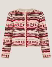 Juno Floral Fair Isle Cardigan, Ivory (IVORY), large