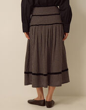 Elise Check Print Midi Skirt, Black (BLACK), large