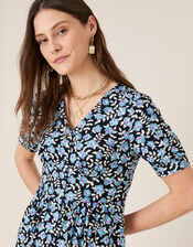 Athena Floral Print Midi Dress, Blue (BLUE), large