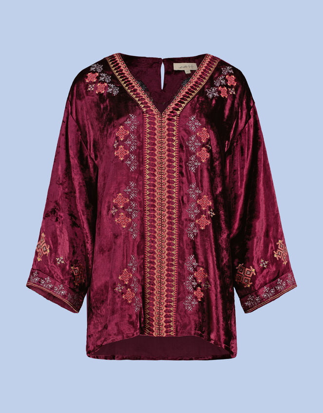 East Ansi Embroidered Velvet Top, Purple (PURPLE), large